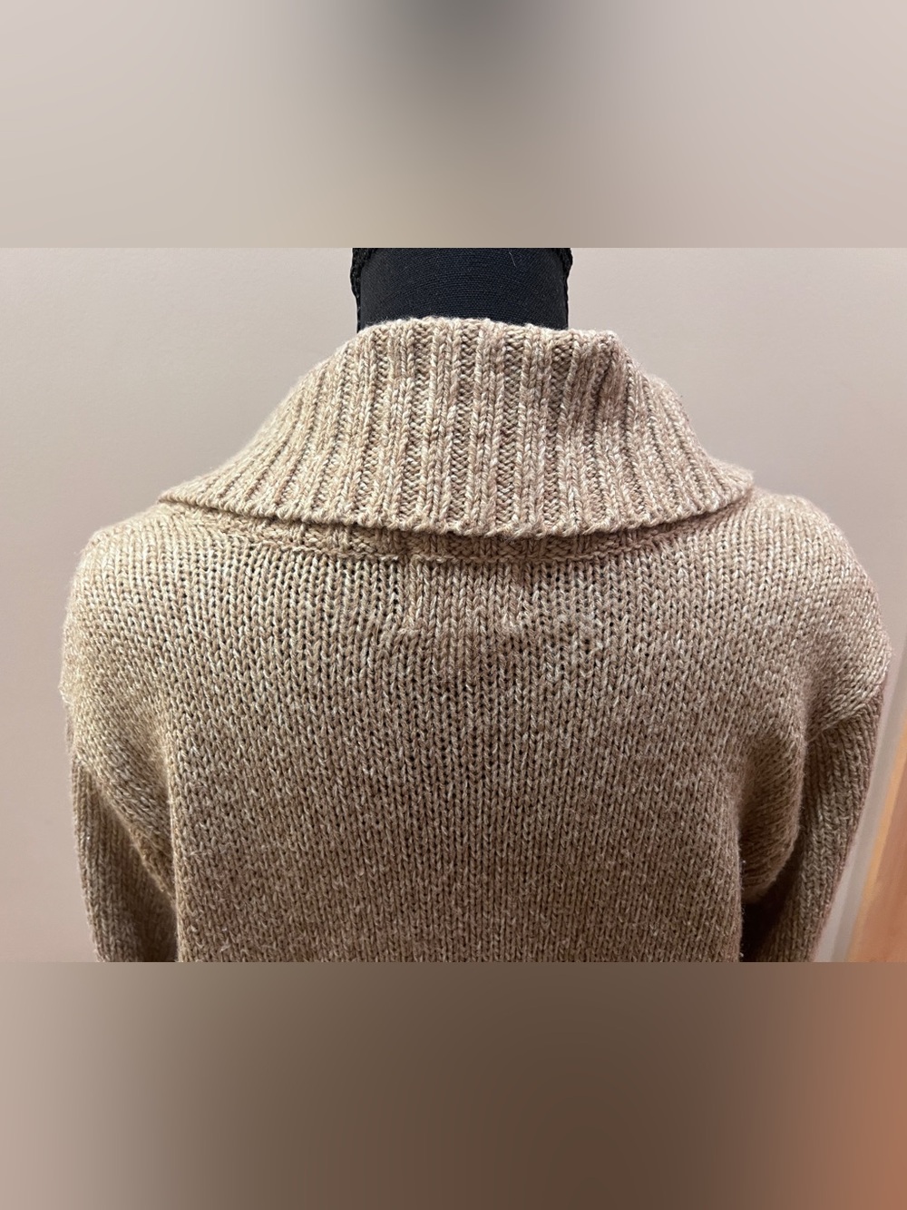 Women’s Cozy Cable Knit Tan Button Cardigan Shawl Collar Preppy Grandmacore XL - Picture 6 of 16